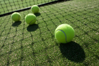 High angle view of green ball on grass