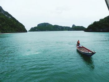 Scenic view of boats in sea