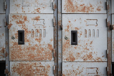 Closed door of old abandoned building