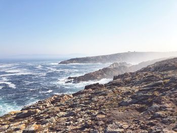 Scenic view of sea against clear sky