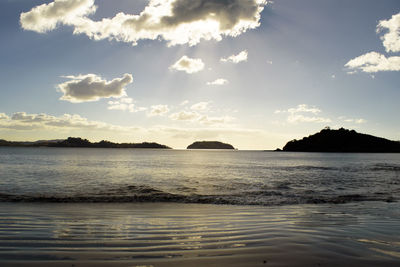 Scenic view of sea against sky during sunset