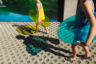 High angle view of person working at beach