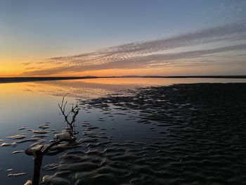 Scenic view of sea against sky at sunset