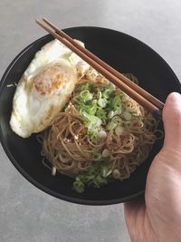 High angle view of food in bowl