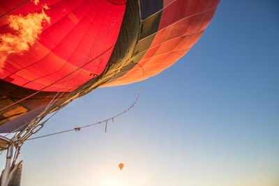 Low angle view of hot air balloon against sky