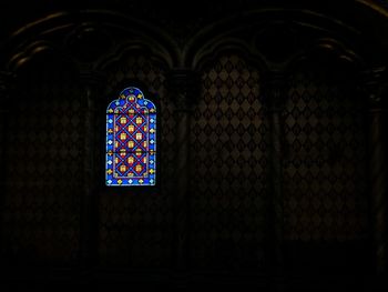 Low angle view of illuminated window