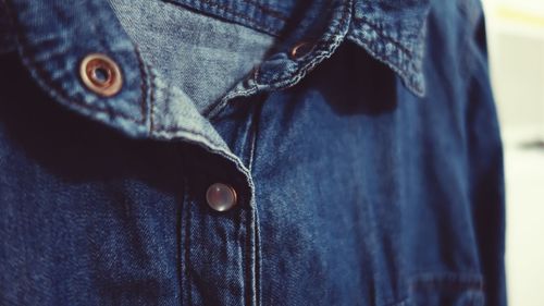 Close-up of denim shirt