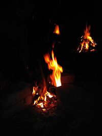 Close-up of bonfire at night