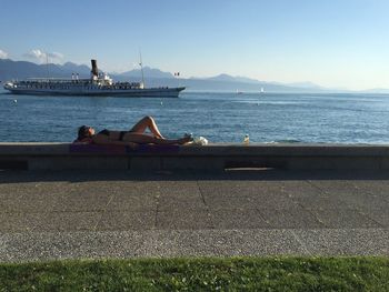 Scenic view of sea against clear sky