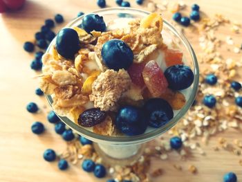 High angle view of breakfast served in bowl