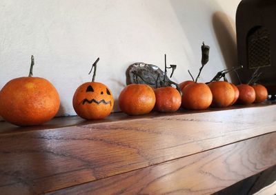 High angle view of pumpkins 
