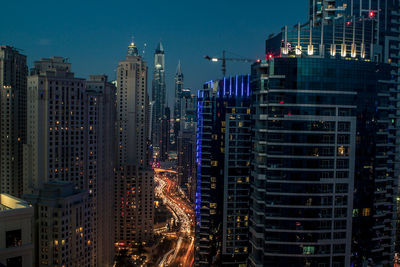 Illuminated cityscape at night