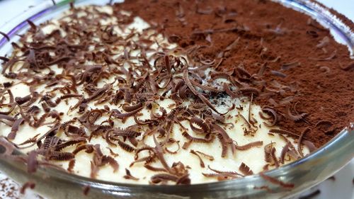 High angle view of ice cream in bowl