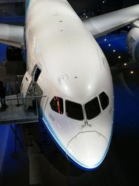 High angle view of illuminated airplane