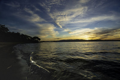 Scenic view of sea against sky during sunset