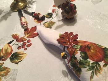 High angle view of food on table