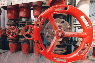 Close-up of red wheel