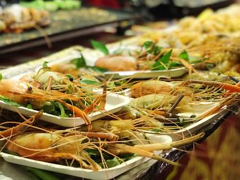 High angle view of food in bowl on table