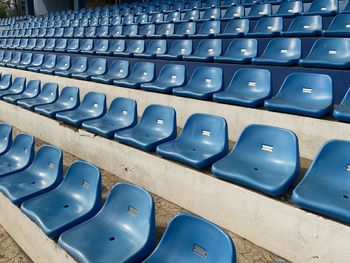 Full frame shot of empty blue seats