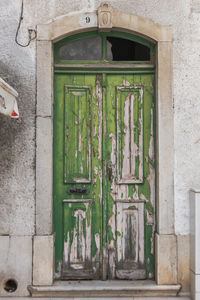 Closed door of old building