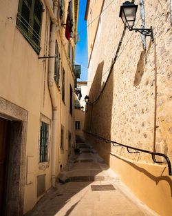 Narrow alley amidst buildings in city