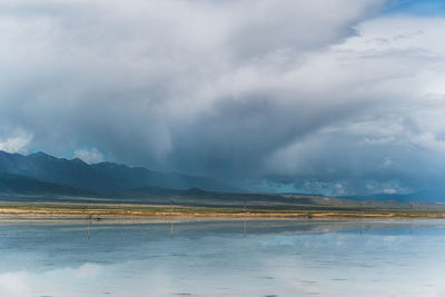 Scenic view of lake against sky