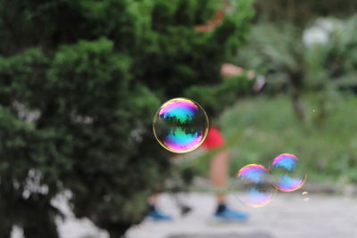 Multi colored bubbles in mid-air