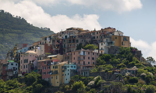 Low angle view of residential buildings against sky