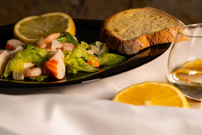 Close-up of food served in plate