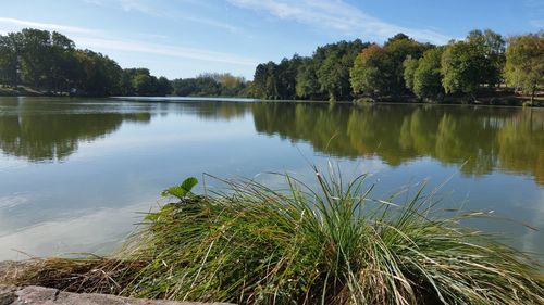 Scenic view of lake against sky