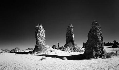 Panoramic view of rock formation on land against sky