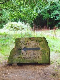 Information sign on tree