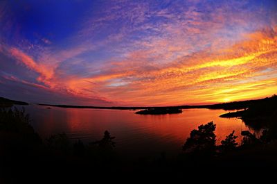 Scenic view of sunset over sea