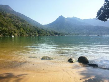 Scenic view of lake against sky