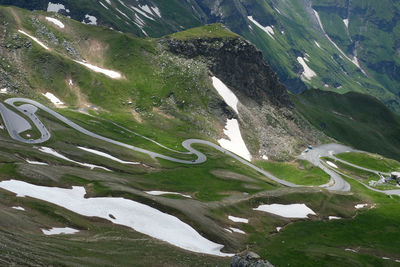 High angle view of mountain road