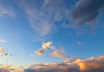 Low angle view of sky at sunset