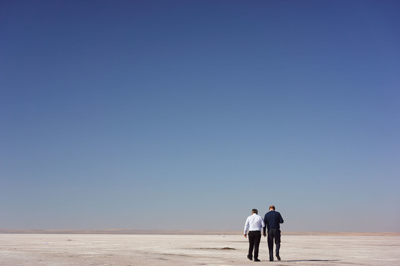 Blue sky and white desert