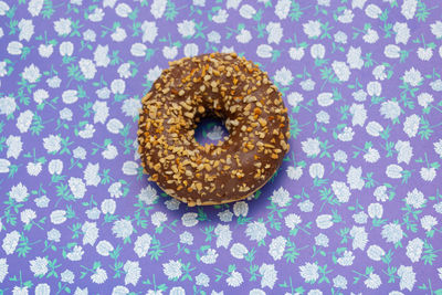 High angle view of breakfast on table