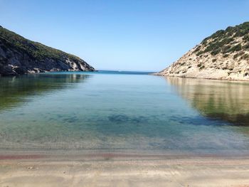 Scenic view of sea against clear sky