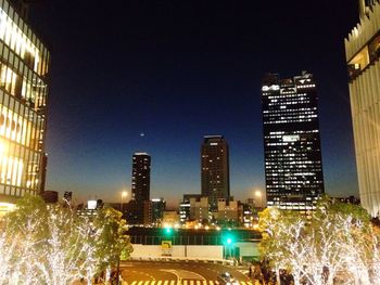 Illuminated buildings at night