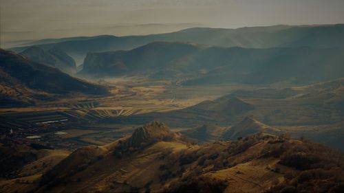 Aerial view of mountain range