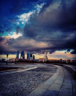 View of city at sunset