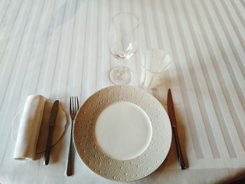 High angle view of breakfast on table