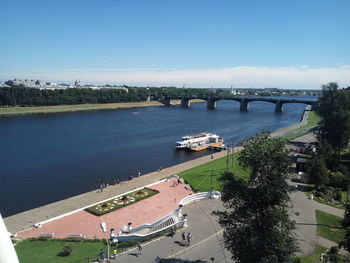 High angle view of bridge over river against sky