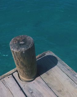 High angle view of pier on lake