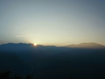 Scenic view of mountains against clear sky