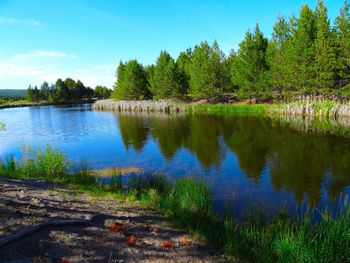 Scenic view of lake against sky