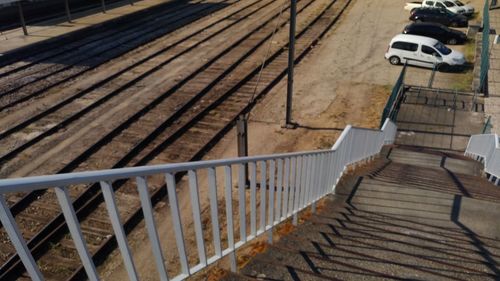 High angle view of staircase