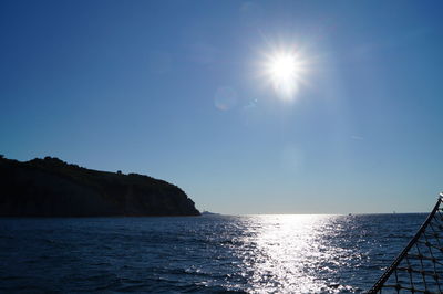 Scenic view of sea against sky on sunny day