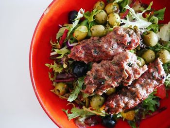 High angle view of salad in bowl